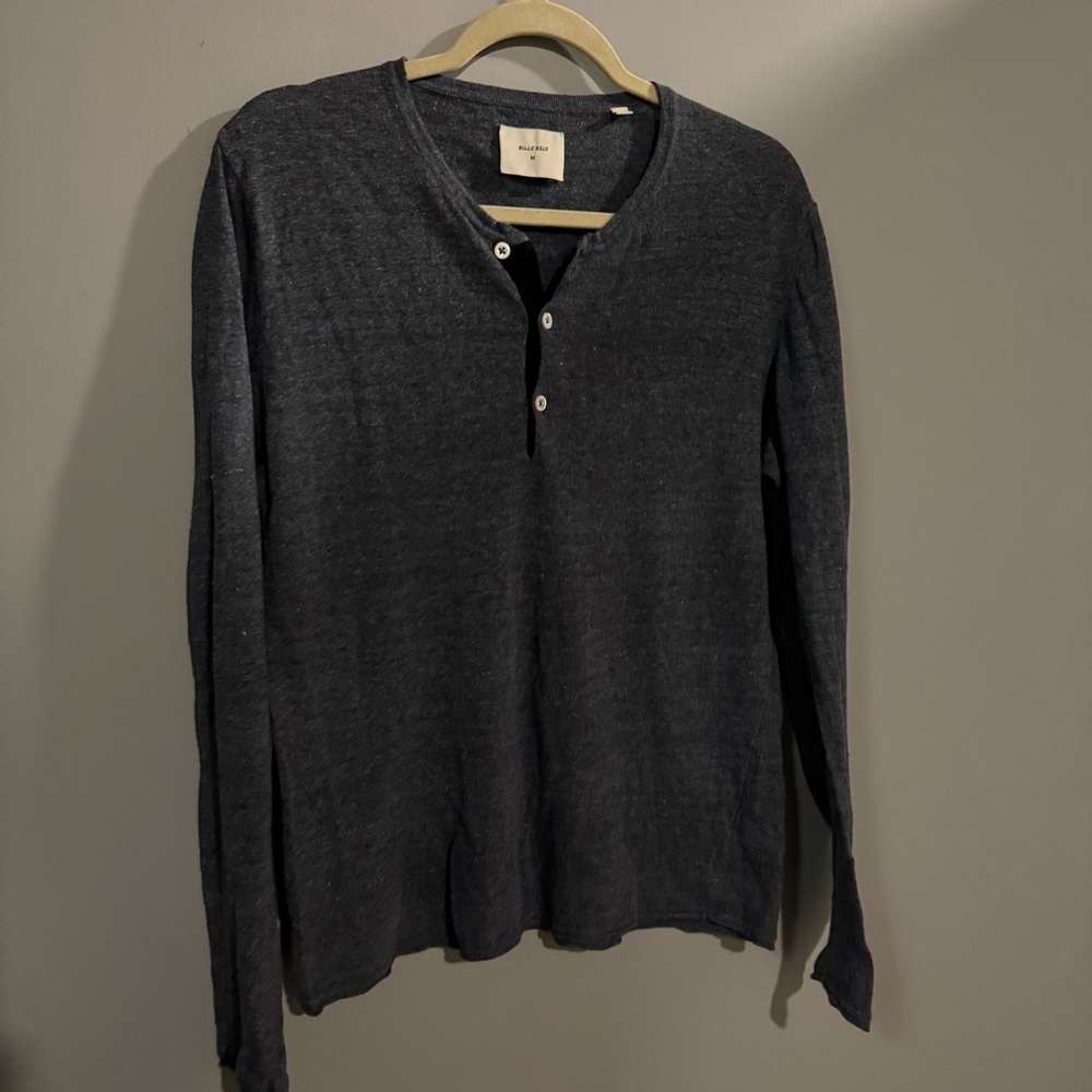 Billy Reid Charcoal Henley Shirt